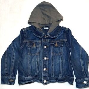 Baby Route 66 Toddler Hooded Denim Jacket | Blue & Gray | Size 3T